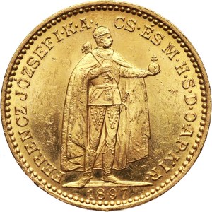 Hungary, Franz Joseph I, 20 Korona 1897 KB, Kremnitz