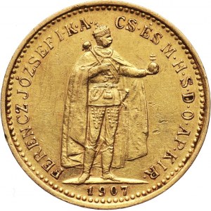 Węgry, Franciszek Józef I, 10 koron 1907 KB, Kremnica