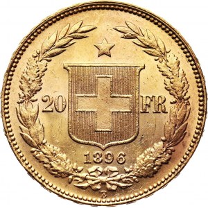 Szwajcaria, 20 franków 1896 B, Berno