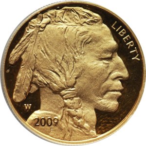 Stany Zjednoczone Ameryki, 50 dolarów 2009 W, West Point, Bizon, stempel lustrzany (Proof)