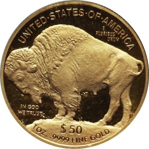 Stany Zjednoczone Ameryki, 50 dolarów 2009 W, West Point, Bizon, stempel lustrzany (Proof)
