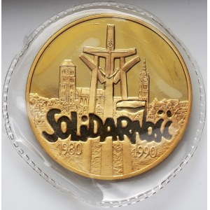 III RP, 200000 złotych 1990, Solidarność, średnica 39 mm