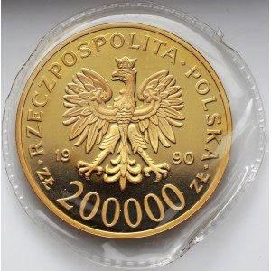 III RP, 200000 złotych 1990, Solidarność, średnica 39 mm