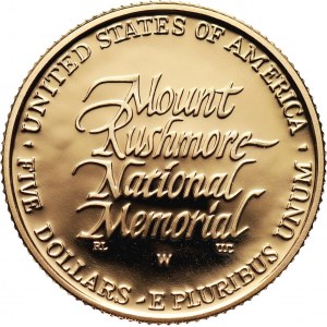 USA, 5 Dollars 1991 W, Mount Rushmore, Proof