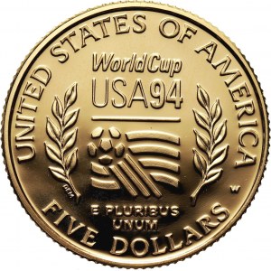 USA, 5 Dollars 1994 W, World Cup, Proof