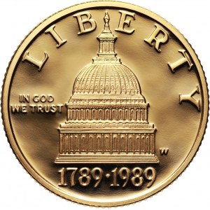 USA, 5 Dollars 1989 W, Bicentennial of Congress, Proof