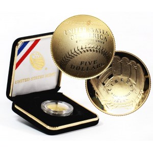 USA, 5 Dollars 2014 W, Baseball Hall of Fame, Proof
