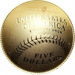 Stany Zjednoczone Ameryki, 5 dolarów 2014 W, Baseball, stempel lustrzany