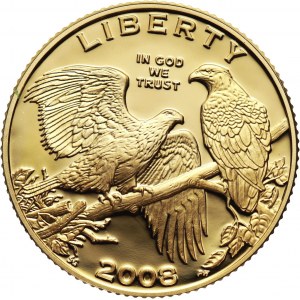 Stany Zjednoczone Ameryki, 5 dolarów 2008 W, Bielik amerykański, stempel lustrzany