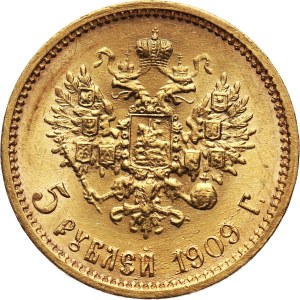 Russia, Nicholas II, 5 Roubles 1909 (ЭБ), St. Petersburg