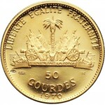 Haiti, 1969-1971 rok, zestaw 8 monet w srebrze i złocie, stempel lustrzany