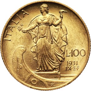 Italy, Vittorio Emanuele III, 100 Lire 1931 R Year IX, Rome