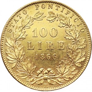 Vatican, Pius IX, 100 Lire 1866 XXI R, Rome