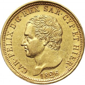 Włochy, Sardynia, Karol Feliks, 80 lirów 1826 L, Turyn