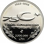 Turkey, set of 3 coins from 1998, 75 Years of Peace, Proof