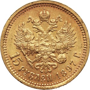 Russia, Nicholas II, 15 Roubles 1897 (АГ), St. Petersburg