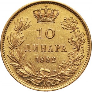 Serbia, Milan I, 10 Dinara 1882 V, Vienna