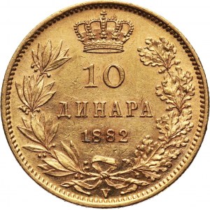 Serbia, Milan I, 10 Dinara 1882 V, Vienna