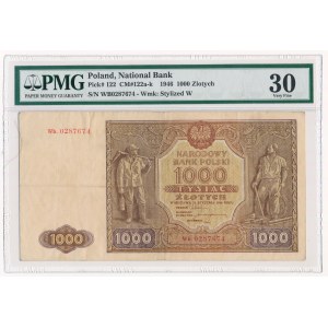 1.000 złotych 1946 - Wb z kropką - PMG 30 - rzadka seria zastępcza