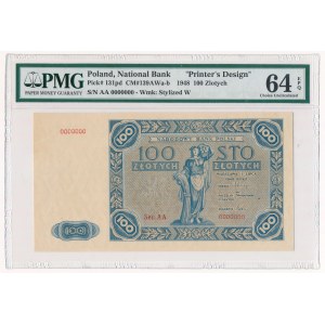100 złotych 1948 - AA - NIEOBIEGOWE - NIEBIESKIE - PMG 64 EPQ - RZADKOŚĆ