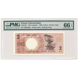 2 złote 1990 - A - PMG 66 EPQ