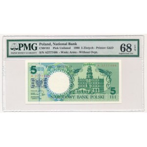 5 złotych 1990 - A - PMG 68 EPQ
