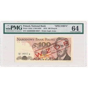 100 złotych 1976 WZÓR AK 0000000 No.0685 - PMG 64