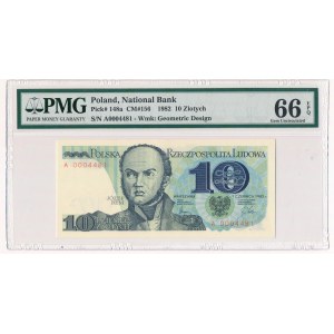 10 złotych 1982 - A - PMG 66 EPQ - niski numer seryjny