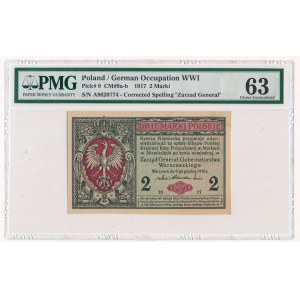 2 marki 1916 Generał - A - PMG 63 - rzadka odmiana