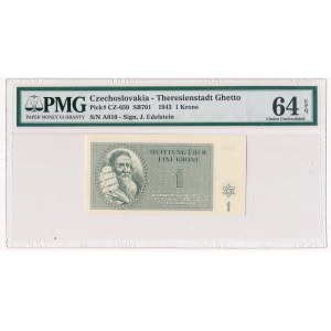 Czechosłowacja, Getto Terezin 1 korona 1943 - PMG 64 EPQ