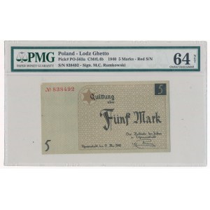 5 marek 1940 - PMG 64 - numerator czerwony