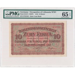Poznań 10 rubli 1916 - E - PMG 65 EPQ