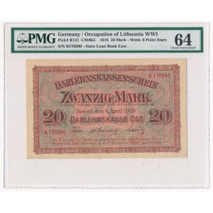 Kowno 20 marek 1918 - B - PMG 64 - rzadki w tym stanie