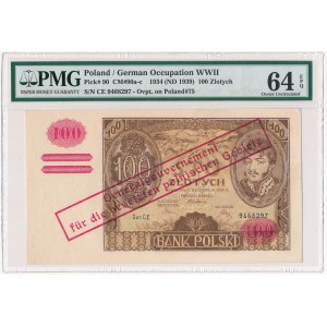 100 złotych 1934 - przedruk okupacyjny - PMG 64 EPQ - RZADKI