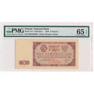 5 złotych 1948 - BH - PMG 65 EPQ