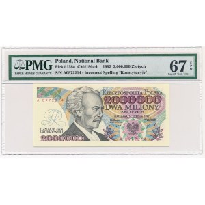 2 miliony złotych 1992 - A - Konstytucyjy - PMG 67 EPQ