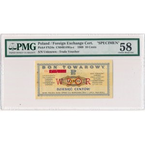 Pewex Bon Towarowy 10 centów 1969 WZÓR - Eb - PMG 58 NIEZNANY