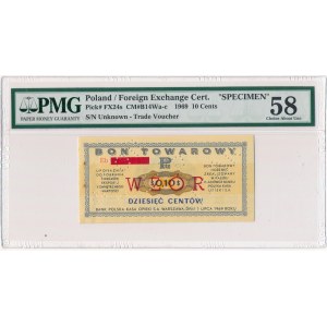 Pewex Bon Towarowy 10 centów 1969 WZÓR - Eb - PMG 58 NIEZNANY