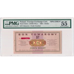 Pewex Bon Towarowy 1 dolar 1969 WZÓR - Ed - PMG 55 NIEZNANY