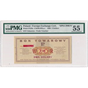 Pewex Bon Towarowy 2 dolary 1969 WZÓR - Em - PMG 55 NIEZNANY