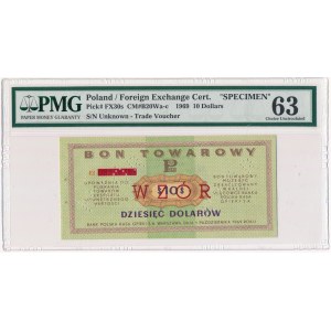 Pewex Bon Towarowy 10 dolarów 1969 WZÓR - Ef - PMG 63 NIEZNANY