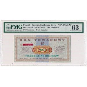 Pewex Bon Towarowy 50 dolarów 1969 WZÓR - Ei - PMG 63 NIEZNANY