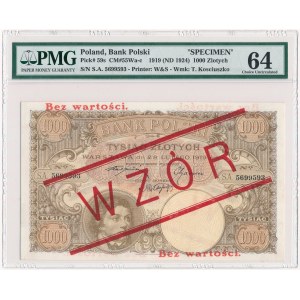 1.000 złotych 1919 WZÓR - PMG 64 - wysoki nadruk