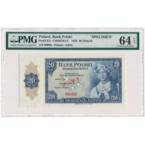 20 złotych 1939 SPECIMEN - 00000 - PMG 64 EPQ