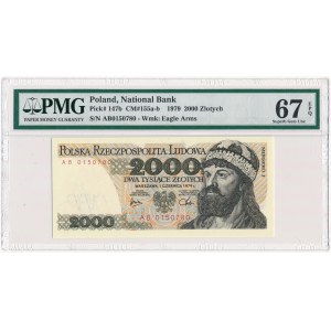 2.000 złotych 1979 - AB - PMG 67 EPQ - rzadka seria