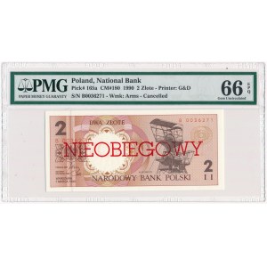2 złote 1990 - B - NIEOBIEGOWY - PMG 66 EPQ