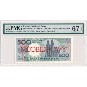 500 złotych 1990 - E - NIEOBIEGOWY - PMG 67 EPQ