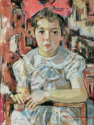 Stefan ROSTWOROWSKI (1921-2000), Mała dziewczynka z wielką kokardą, 1958
