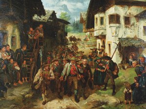 August  KRAUS (1852-1917), Scena historyczna - epizod z wojny chłopskiej w Niemczech