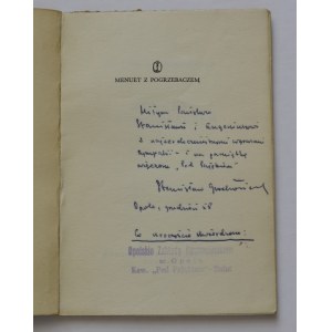 Menuet z pogrzebaczem Stanisław Grochowiak autograf + dedykacja